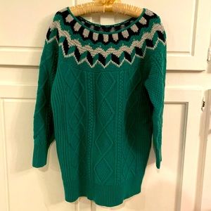 J Crew Collection Faire Isle cable-knit sweater Kelly green size medium